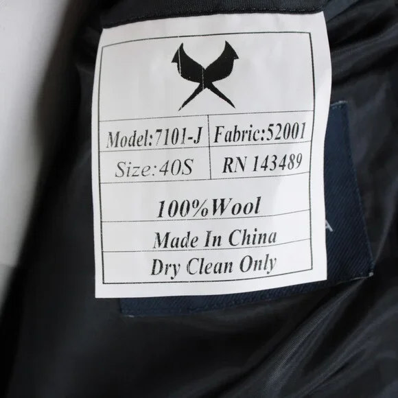 Cardinal of Canada NWT 100% Wool Sport Coat Size 40S US In Solid Navy Blue